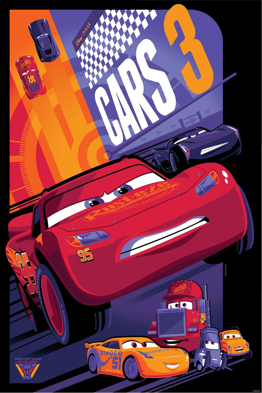Cyclops Print Works Print #65V: Cars 3 Asphalt Variant Edition by Tom Whalen